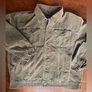 IZOD Jeans Tan Khaki Corduroy Trucker Jacket Men’s XL Y2K Classic Workwear